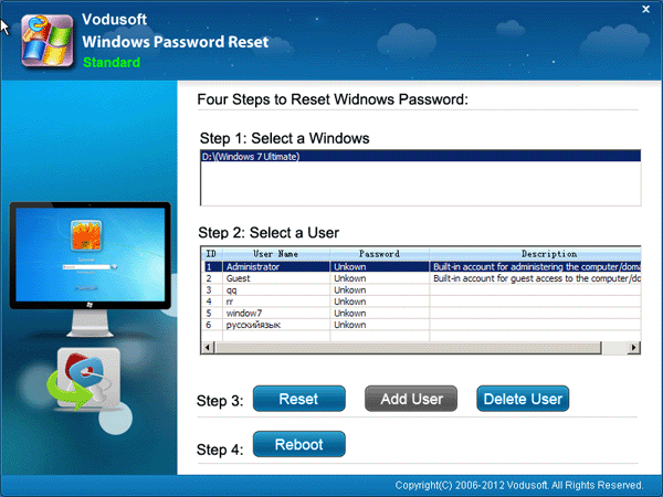 Windows XP user Password Reset usb