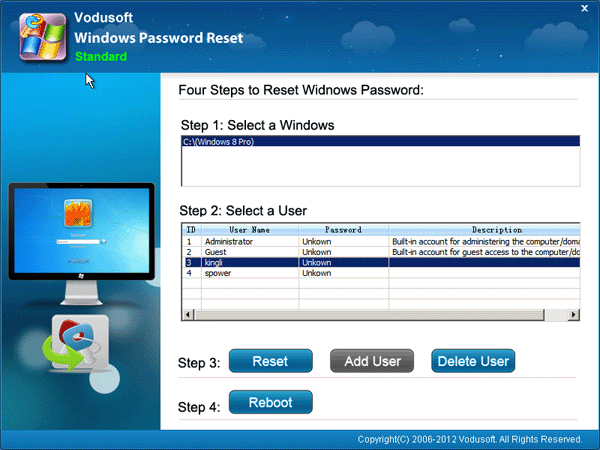 How to reset Windows 8 laptop user password if forgot login password